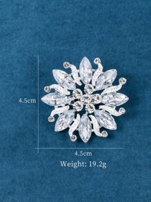 Rhinestone Flower Decor Brooch - Silver - View 3