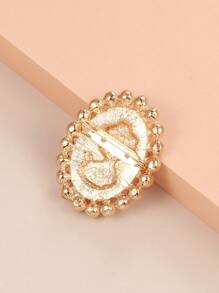 Faux Pearl Decor Brooch - White - View 2