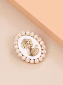 Faux Pearl Decor Brooch - White - View 3
