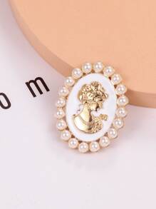 Faux Pearl Decor Brooch - White - View 4