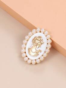 Faux Pearl Decor Brooch - White - View 5