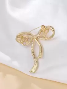 人造珍珠装饰蝴蝶结设计胸针 情人节、妈妈、母亲、母亲节、礼物 - 金黃色 - 查看 2