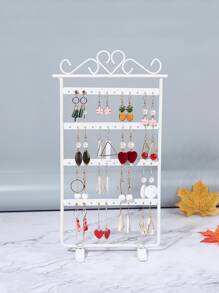 1pc Heart Detail Foldable Earring Display Rack, Gift For Valentine's Day Back To School - White - View 1
