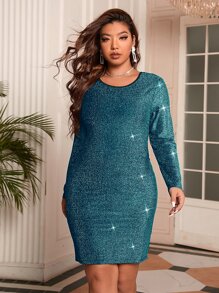 SHEIN Unity Vestido con perla con diseño de cadena con fruncido de espalda abierta - Agua verde azul - Ver 5