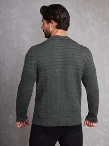 Manfinity 男士素色圓領套頭毛衣 - 深灰色 - 查看 2