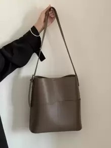 針腳細節方包 - 摩卡棕 - 查看 3