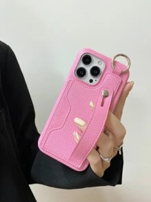 插卡槽手機殼帶手繩 - 粉色 - 查看 2