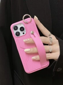 插卡槽手機殼帶手繩 - 粉色 - 查看 6