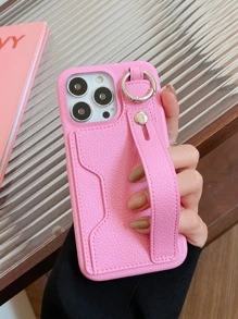 插卡槽手機殼帶手繩 - 粉色 - 查看 8