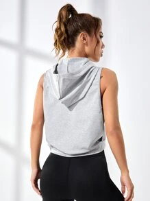 SHEIN Street Sport 字母图案抽绳运动卫衣 - 淺灰色 - 查看 2