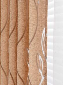 鏤空樹葉單片透視窗簾 - 卡其色 - 查看 2