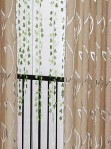 鏤空樹葉單片透視窗簾 - 卡其色 - 查看 7