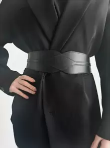 按扣鬆緊腰帶 - 黑色 - 查看 1