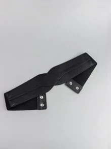 按扣鬆緊腰帶 - 黑色 - 查看 5