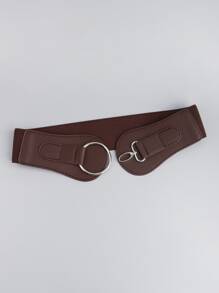 1pc Women Brown Circle Shirt Elastic Belt For Dress - Coffee Brown - View 7