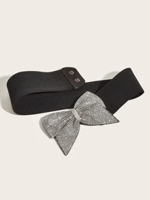 Trang trí nơ đính đá Rhinestone cho tiệc, thắt lưng co giãn, ngày lễ tình nhân, ngày lễ tình nhân - màu đen - Xem 3