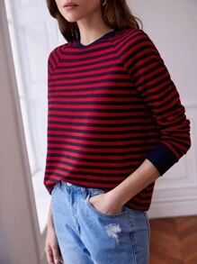 Poéselle Áo thun nữ Sọc Giải trí - Nhiều màu - Xem 4