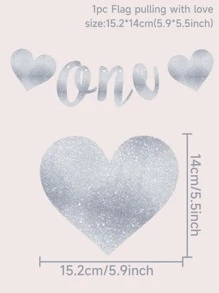 1pc Heart & Letter Design Pull Flag - Silver - View 3