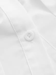 SHEIN MOD Solid Button Front Shirt Dress,White Graduation Dress - White - View 3