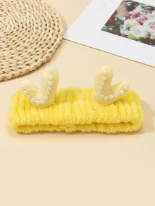 1入組珍珠和鹿角裝飾沐浴髮帶