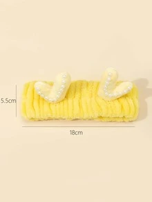 1入組珍珠和鹿角裝飾沐浴髮帶