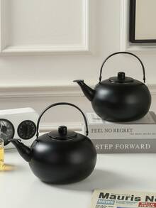 1pc Stainless Steel Teapot - Black - View 7