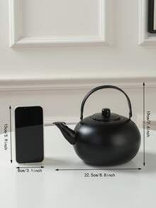 1pc Stainless Steel Teapot - Black - View 3