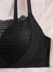 Sujetador con encaje floral - Negro - Ver 5