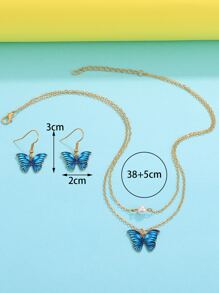 3 cái Bướm Trang trí Trang sức Bộ - Màu xanh lam - Xem 3