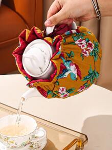 1入組小鳥和花卉圖案茶壺套 - 彩色 - 查看 2