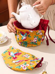 1入組小鳥和花卉圖案茶壺套 - 彩色 - 查看 4