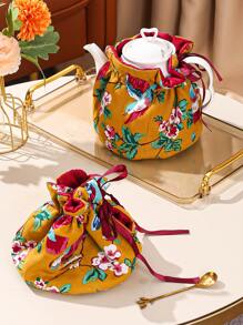 1入組小鳥和花卉圖案茶壺套 - 彩色 - 查看 5