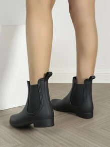 女士們黑色簡約風一片式雨鞋 - 黑色 - 查看 4