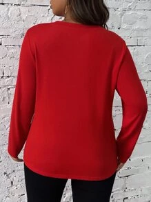 SHEIN Clasi 大碼前扭結不對稱下擺T恤