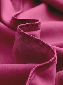 SHEIN BAE Vestido de tirantes unicolor escote drapeado fruncido de muslo con abertura de satén - Rosa Fucsia - Ver 4