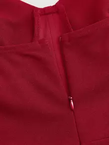 SHEIN MOD Solid Split Thigh Cami Dress - Burgundy - View 3