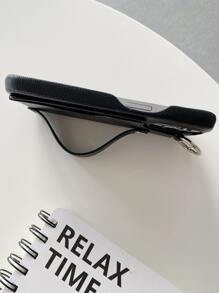 Card Slot Phone Case With Hand Strap - Black - View 4