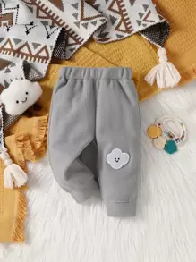 Bebé Pantalones con parche de dibujos animados tejido waffle - Gris - Ver 1