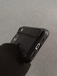 Card Slot Phone Case With Hand Strap - Black - View 5