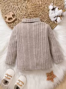 Áo sơ mi cổ cao thông thường cho bé trai có chi tiết vá chữ - Màu Khaki - Xem 2