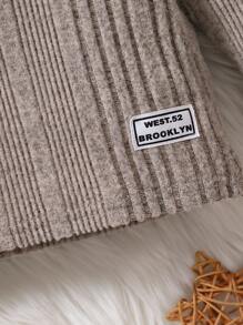 Áo sơ mi cổ cao thông thường cho bé trai có chi tiết vá chữ - Màu Khaki - Xem 3