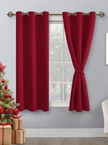 Solid Single Panel Blackout Curtain - Red - View 1