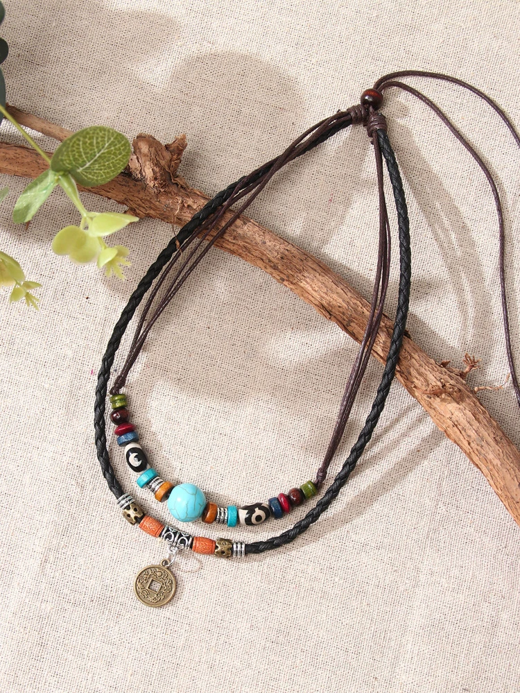 Round Charm Layered Necklace