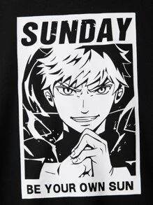 SHEIN Boys Cartoon Graphic Raglan Sleeve Hoodie & Joggers - Multicolor - View 4