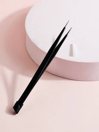 klimonla 1支直头指甲镊子探针尖端金属镊子，带硅胶按压头，适用于指甲、3D水贴纸、宝石水钻、亚克力凝胶贴纸、睫毛延长、美甲工具、美甲用品、美甲工具、美甲艺术工具、返校季、指甲、美甲工具（适用于按压式指甲）