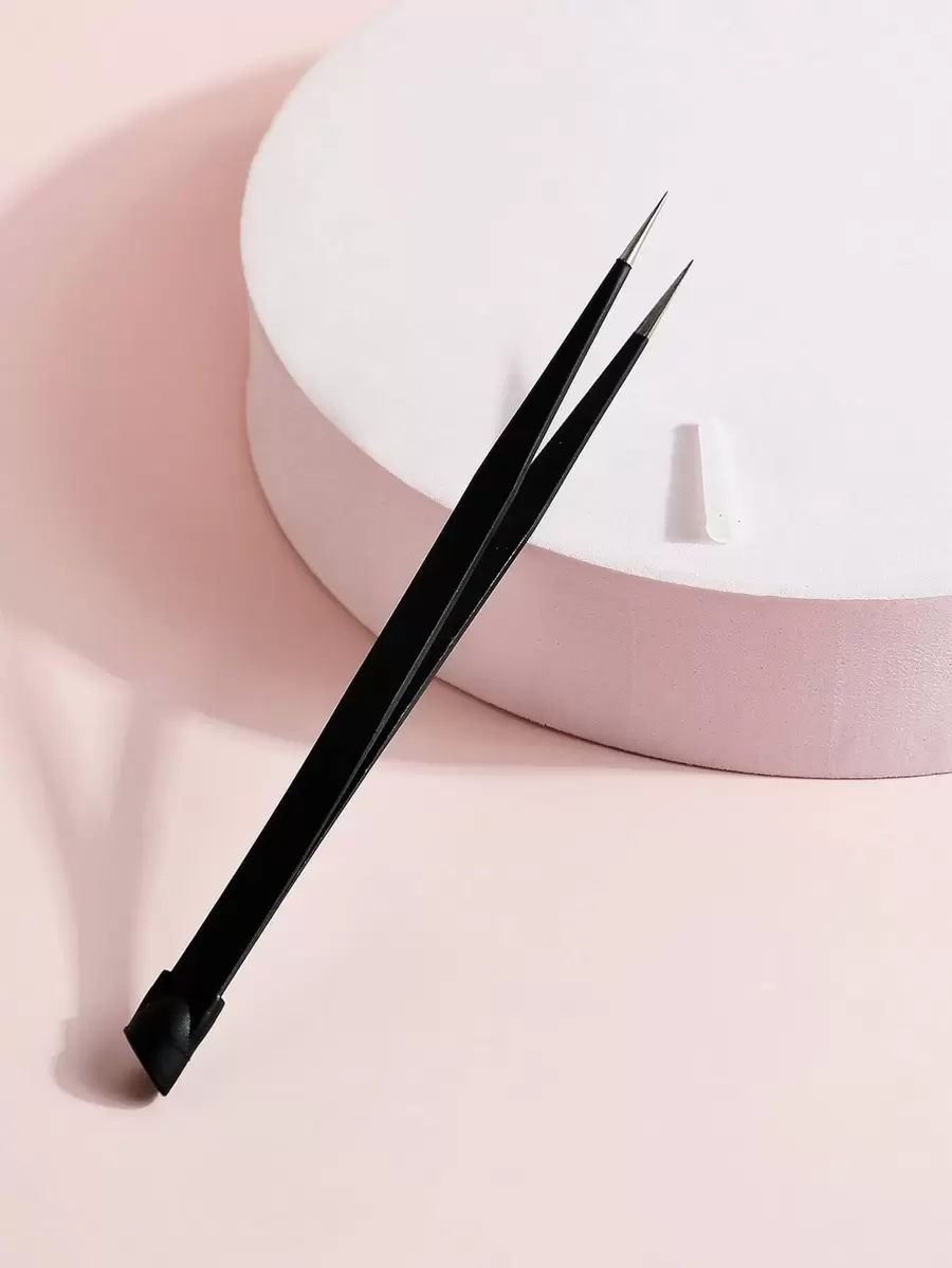 klimonla 1支直头指甲镊子探针尖端金属镊子，带硅胶按压头，适用于指甲、3D水贴纸、宝石水钻、亚克力凝胶贴纸、睫毛延长、美甲工具、美甲用品、美甲工具、美甲艺术工具、返校季、指甲、美甲工具（适用于按压式指甲） - 黑色 - 查看 1