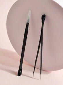 klimonla 1支直头指甲镊子探针尖端金属镊子，带硅胶按压头，适用于指甲、3D水贴纸、宝石水钻、亚克力凝胶贴纸、睫毛延长、美甲工具、美甲用品、美甲工具、美甲艺术工具、返校季、指甲、美甲工具（适用于按压式指甲） - 黑色 - 查看 7