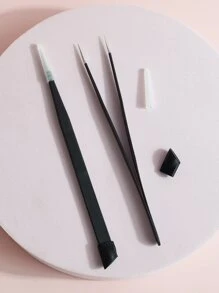 klimonla 1支直头指甲镊子探针尖端金属镊子，带硅胶按压头，适用于指甲、3D水贴纸、宝石水钻、亚克力凝胶贴纸、睫毛延长、美甲工具、美甲用品、美甲工具、美甲艺术工具、返校季、指甲、美甲工具（适用于按压式指甲） - 黑色 - 查看 5