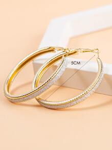 極簡風格圓耳環 - 金黃色 - 查看 4