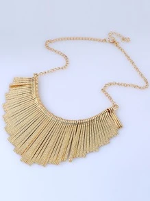 1pc Metal Matte Tassel Long Necklace & Fashion Short Women Necklace